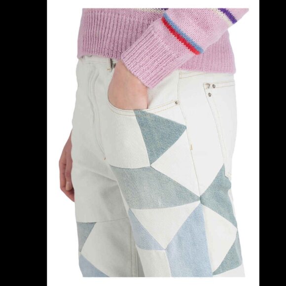 NWOT Etoile Isabel Marant Lea Patchwork Ankle Skinny Jeans Size 4 - Picture 3 of 10